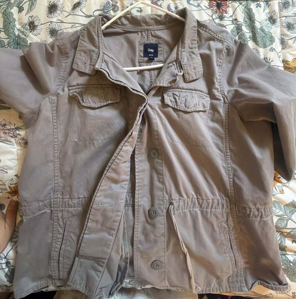 Gap Utility Jacket Size XL Grey Cotton Button Up